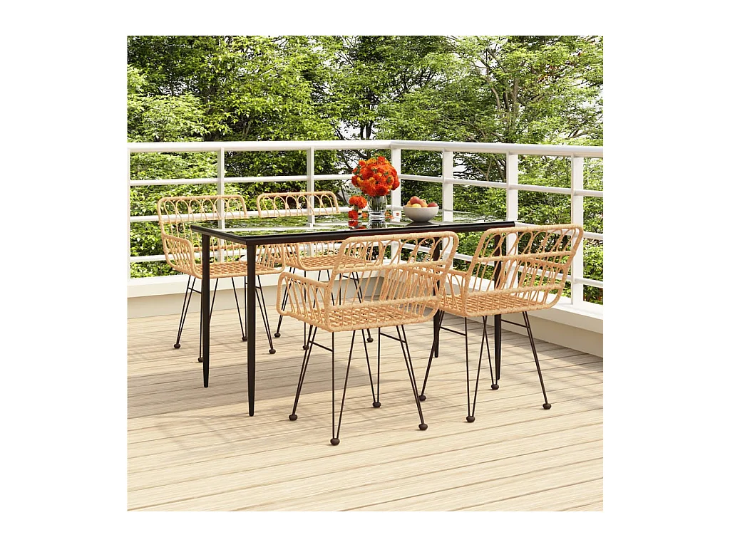 Ensemble à manger de jardin 5pcs Résine tressée