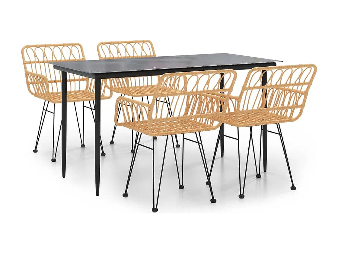 5-tlg. Garten-Essgruppe Poly Rattan