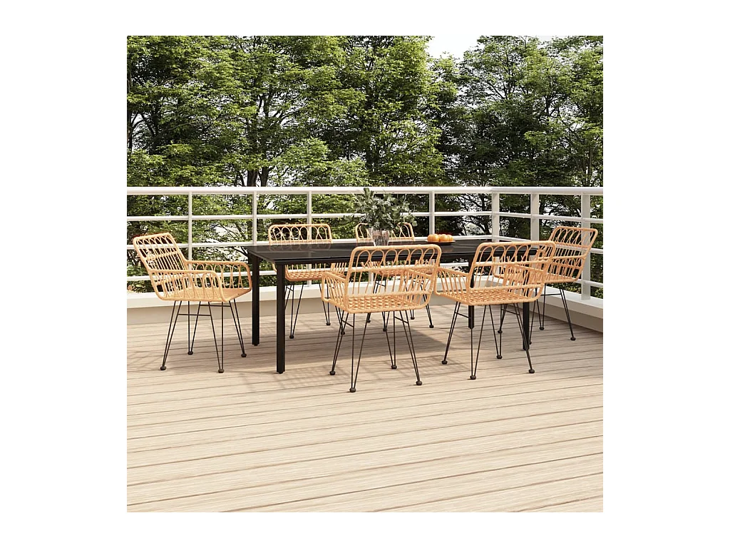 Ensemble à manger de jardin 7 pcs Résine tressée