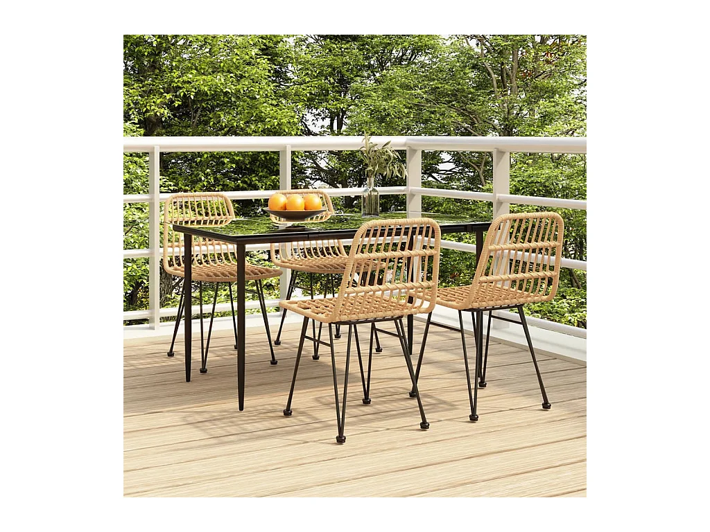 Ensemble à manger de jardin 5pcs Résine tressée