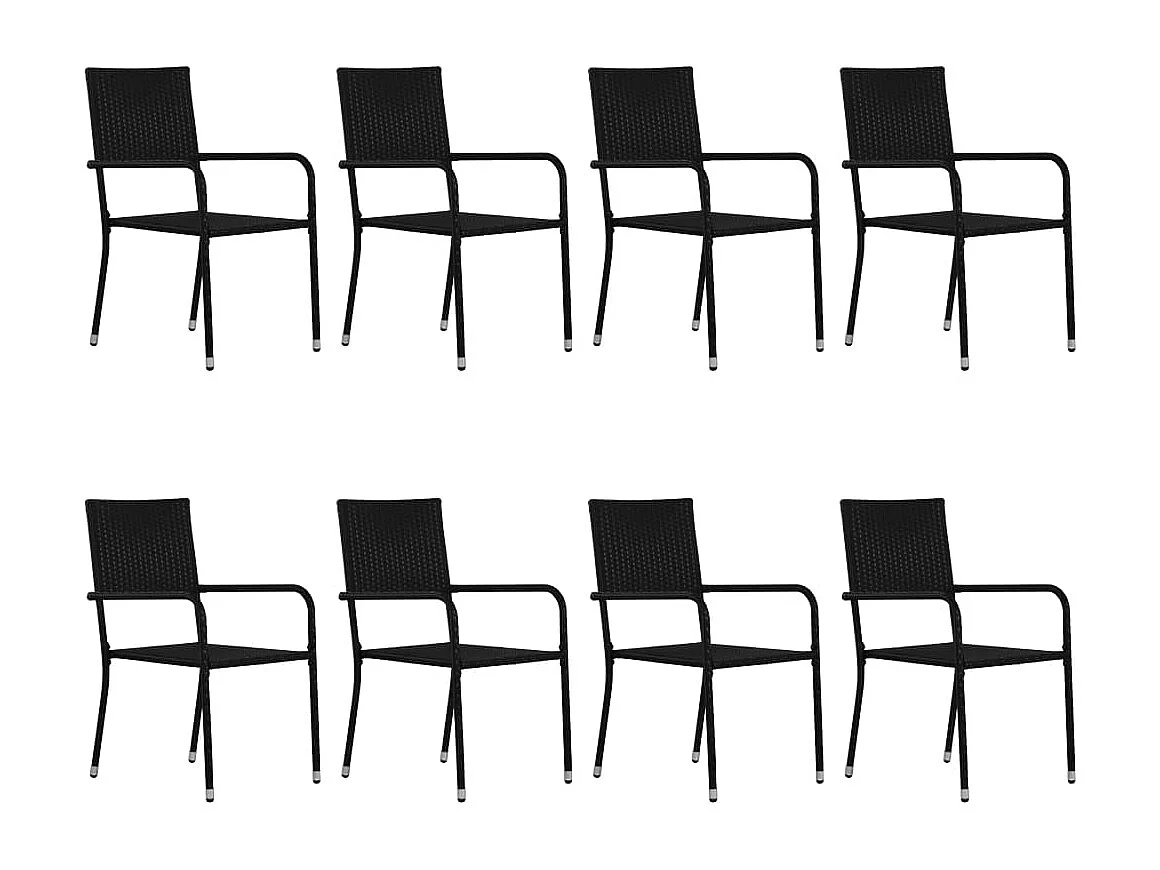 9-delige Tuinset poly rattan zwart