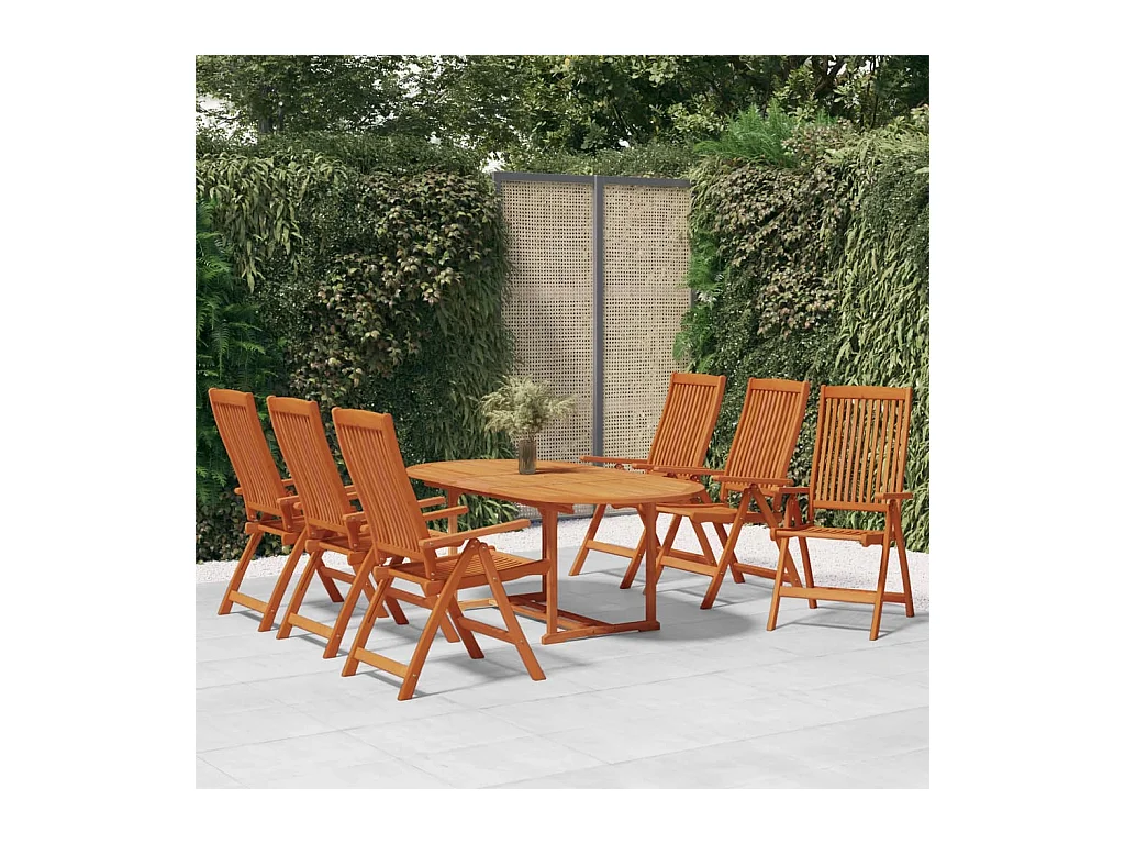 Ensemble à manger de jardin 7 pcs Bois d'eucalyptus massif