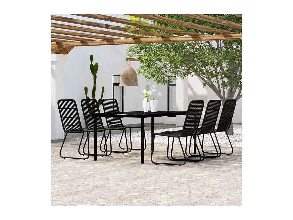 Ensemble à manger de jardin 7 pcs Noir