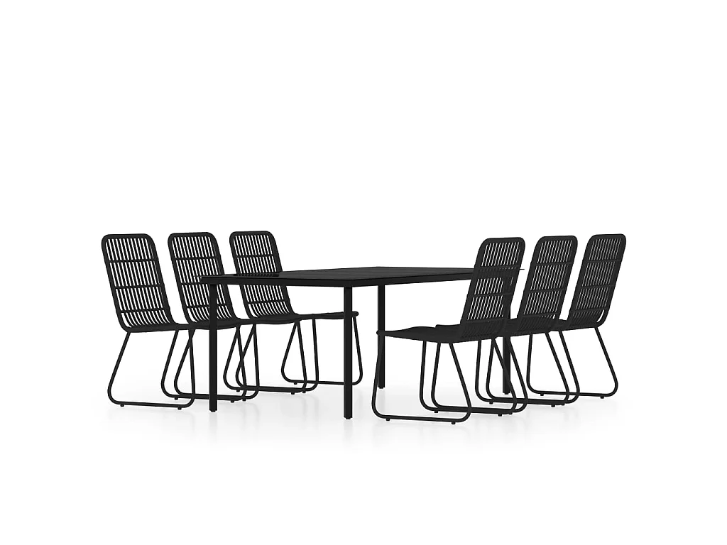 Set da Pranzo per Giardino 7 pz con Cuscini Nero