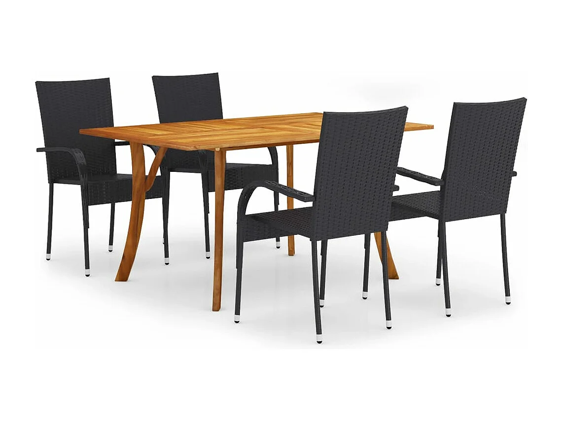 Set Mobili da Pranzo per Giardino 5 pz Nero