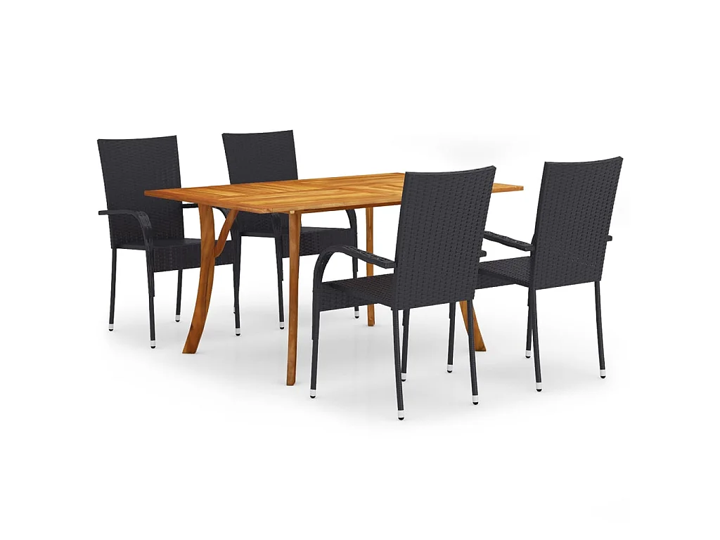 Ensemble à manger de jardin 5 pcs Noir