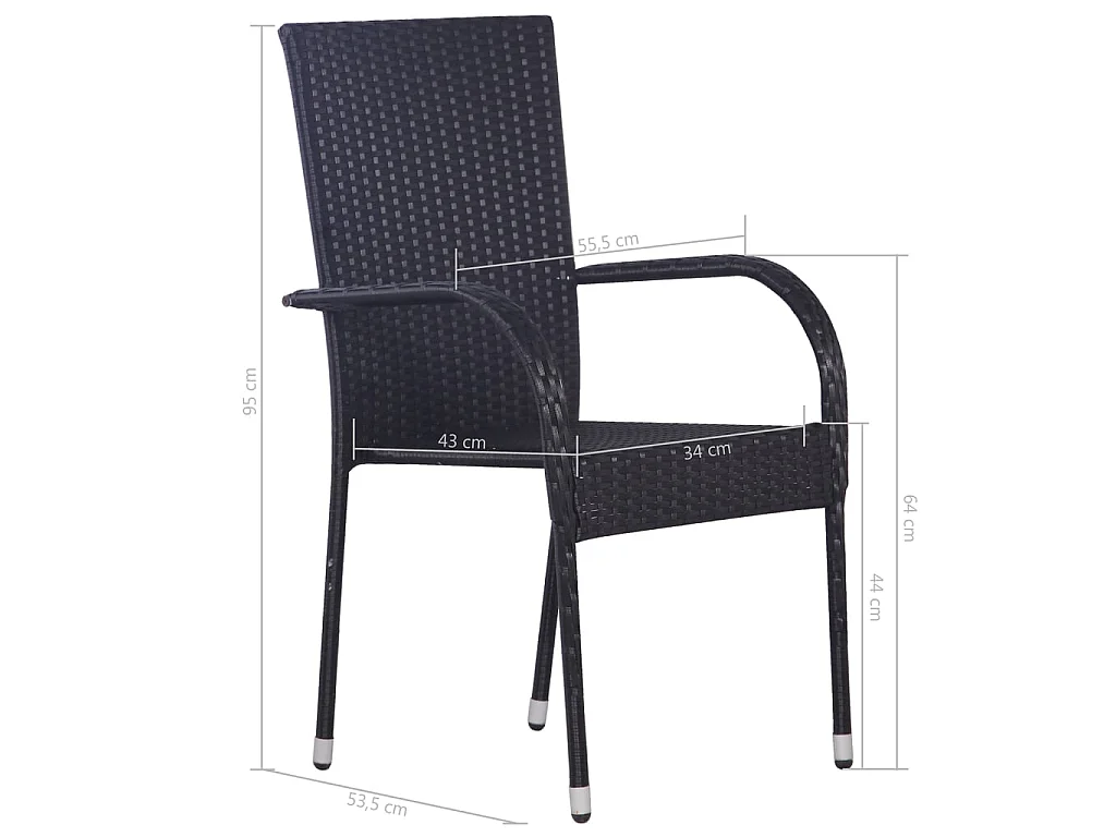 Ensemble à manger de jardin 5 pcs Noir