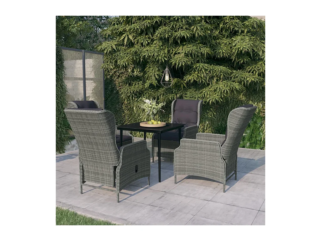 Ensemble à manger de jardin 5 pcs Gris clair