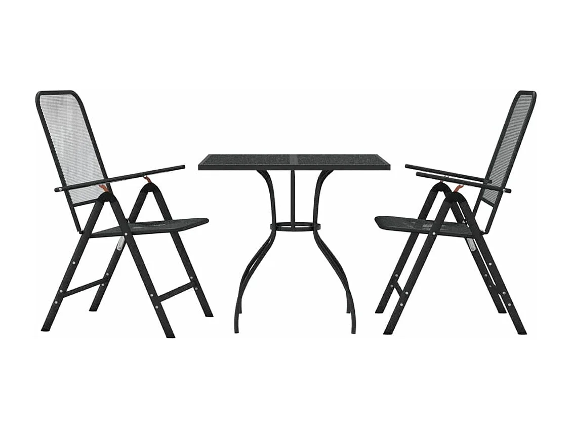 Ensemble à manger de jardin 3 pcs anthracite métal maille