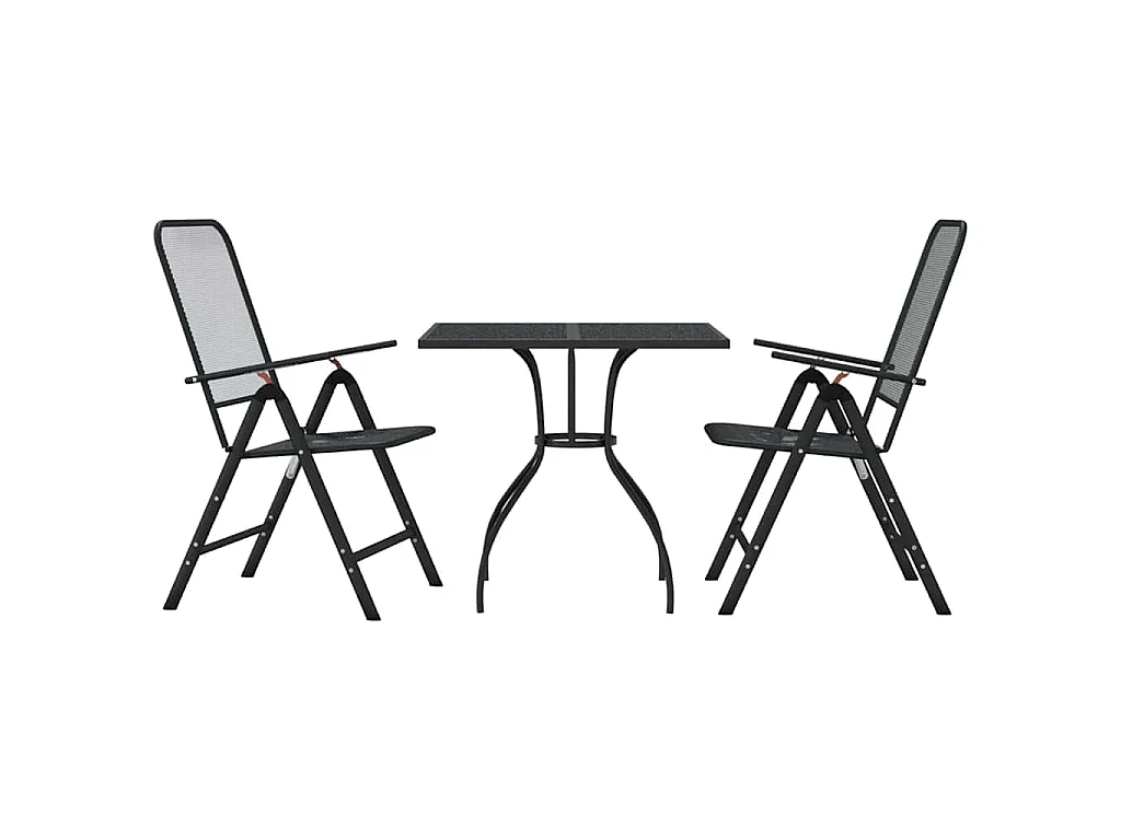 Ensemble à manger de jardin 3 pcs anthracite métal maille