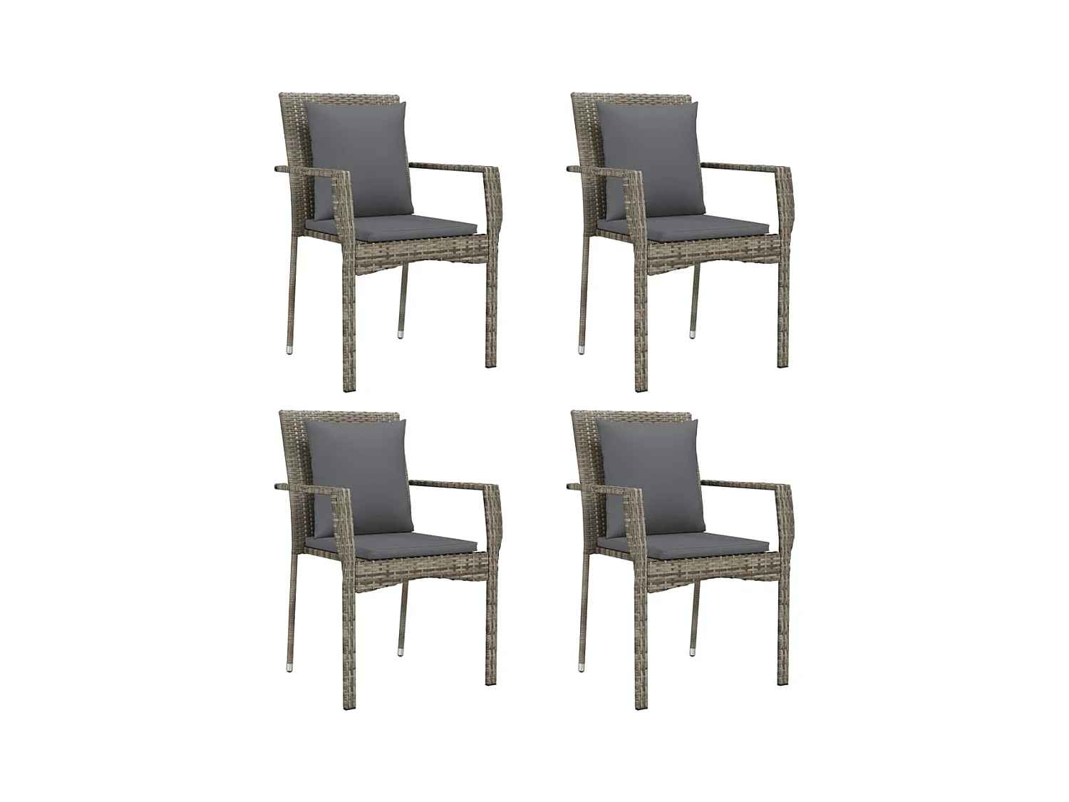 5-tlg. Garten-Essgruppe mit Kissen Grau Poly Rattan