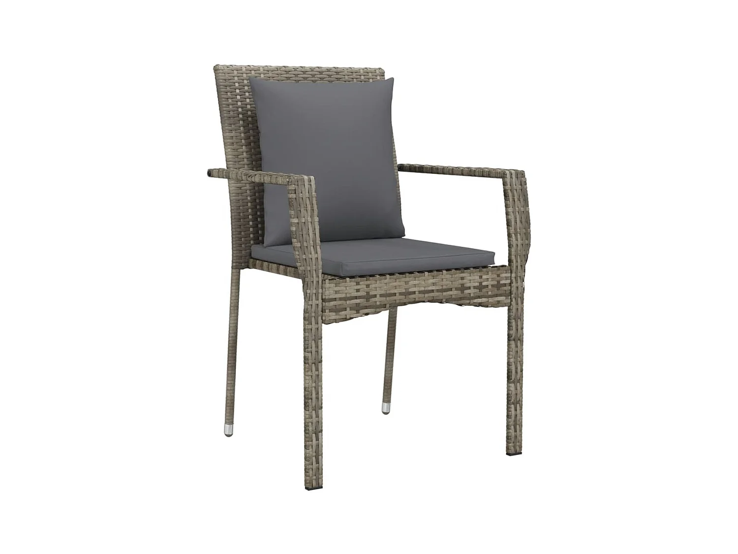 5-tlg. Garten-Essgruppe mit Kissen Grau Poly Rattan