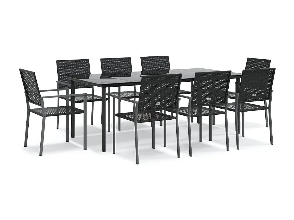 Set da Pranzo da Giardino 9 pz in Polyrattan e Acciaio