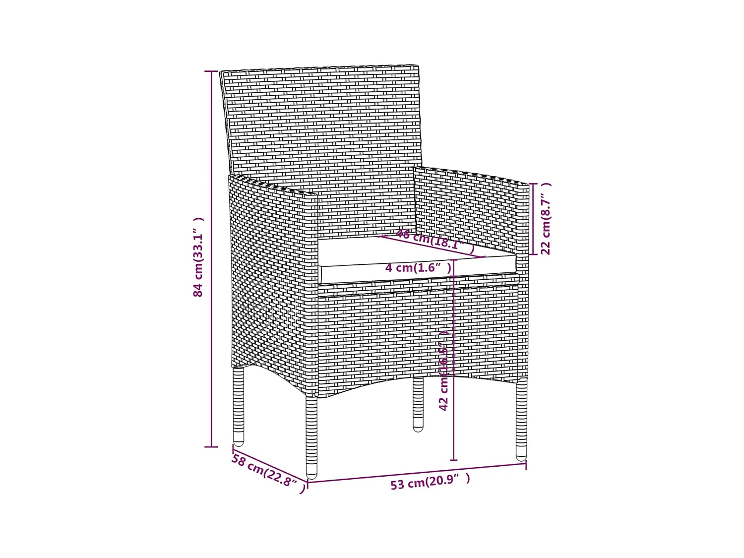 Ensemble à manger de jardin coussins 5 pcs Marron/noir