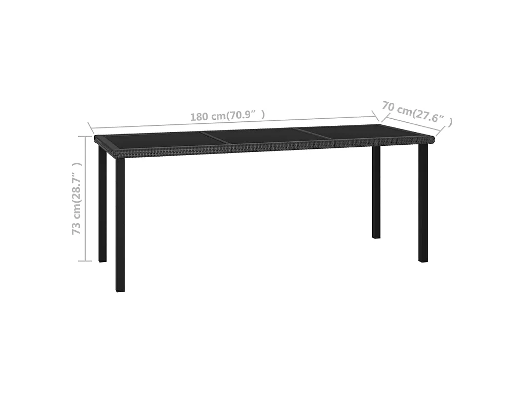 Ensemble à manger de jardin 7 pcs Résine tressée Noir
