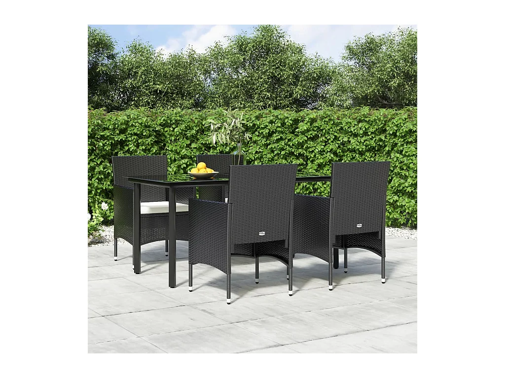 Ensemble à manger de jardin avec coussins 5 pcs Noir