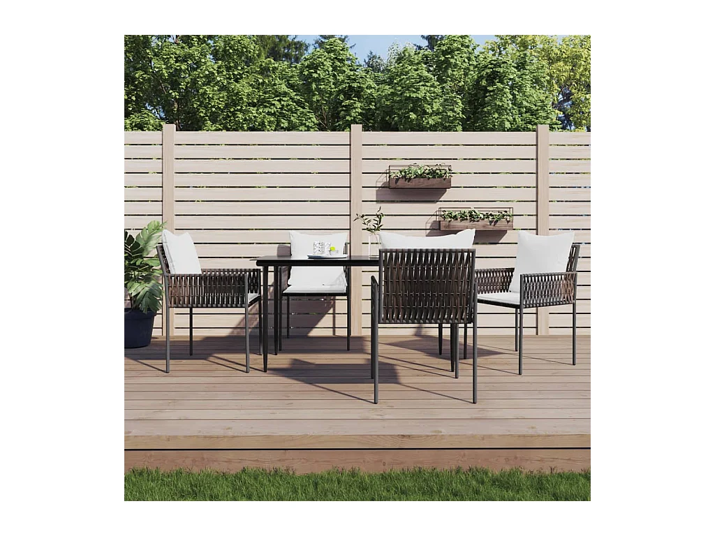 Ensemble à manger de jardin 5 pcs coussins résine tressée acier