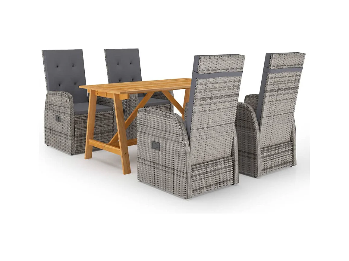 Ensemble à manger de jardin 5 pcs Gris