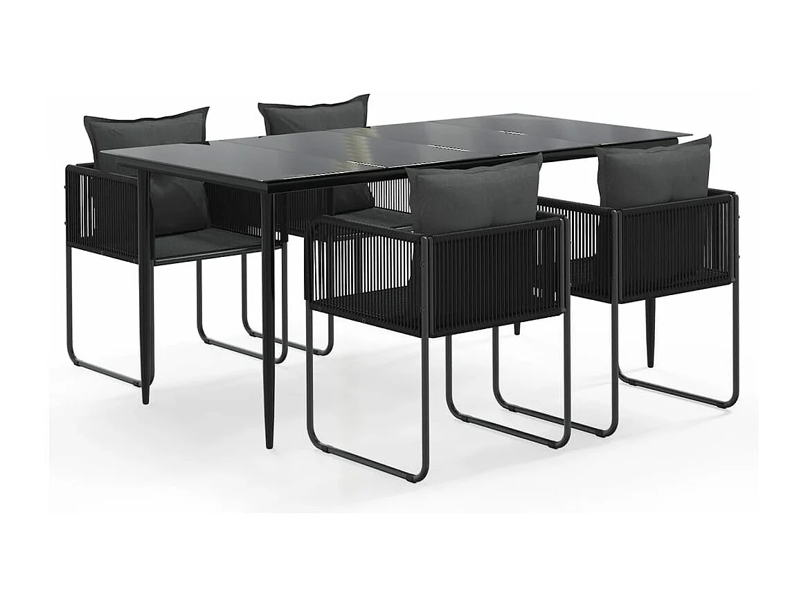 5 pcs Conjunto de jantar para jardim preto