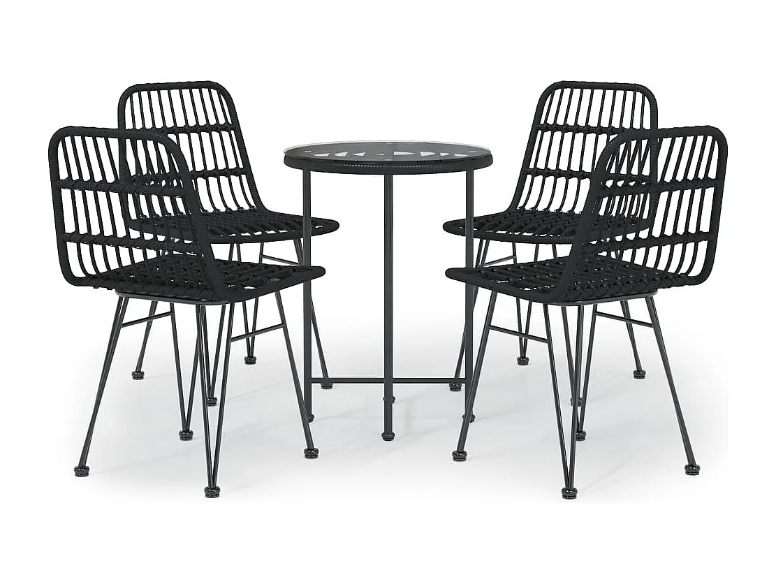 Ensemble à manger de jardin 5 pcs Noir Résine tressée