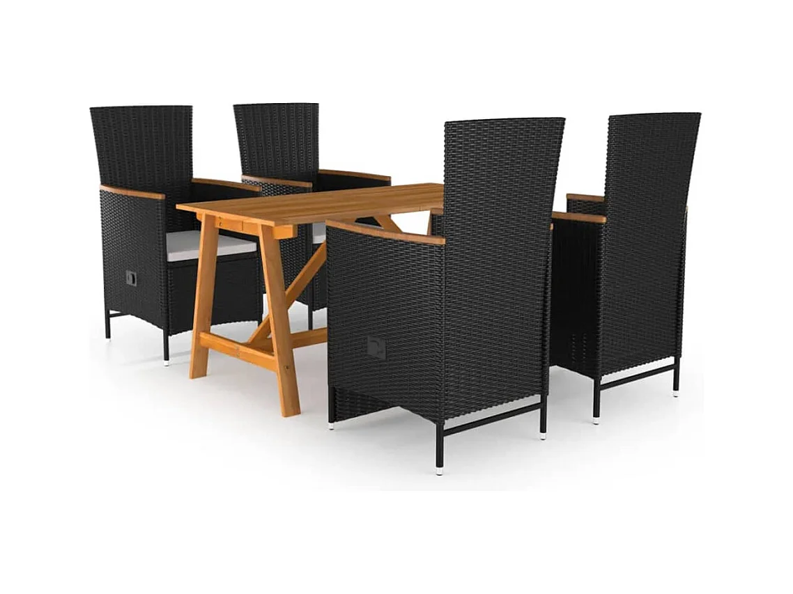 Ensemble à manger de jardin 5 pcs Noir