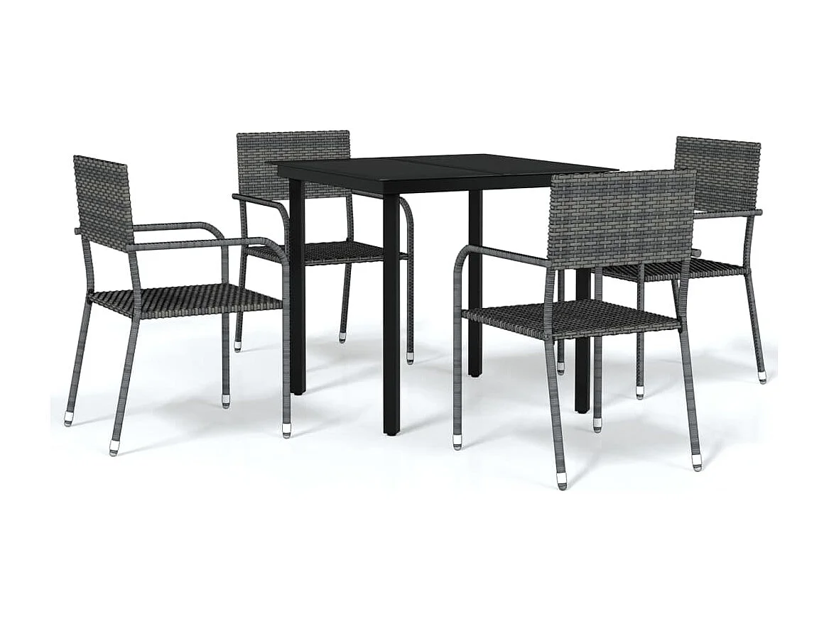 Ensemble à manger de jardin 5 pcs Gris