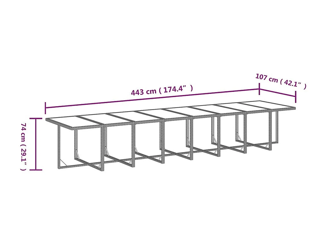 17 pcs conjunto de jantar p/ jardim c/ almofadões vime PE cinza
