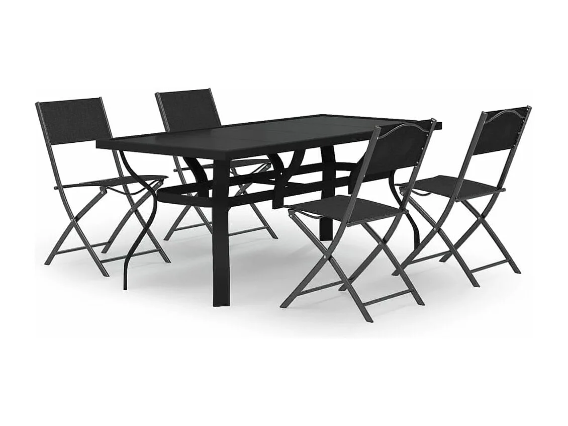 5-delige Tuinset grijs en zwart