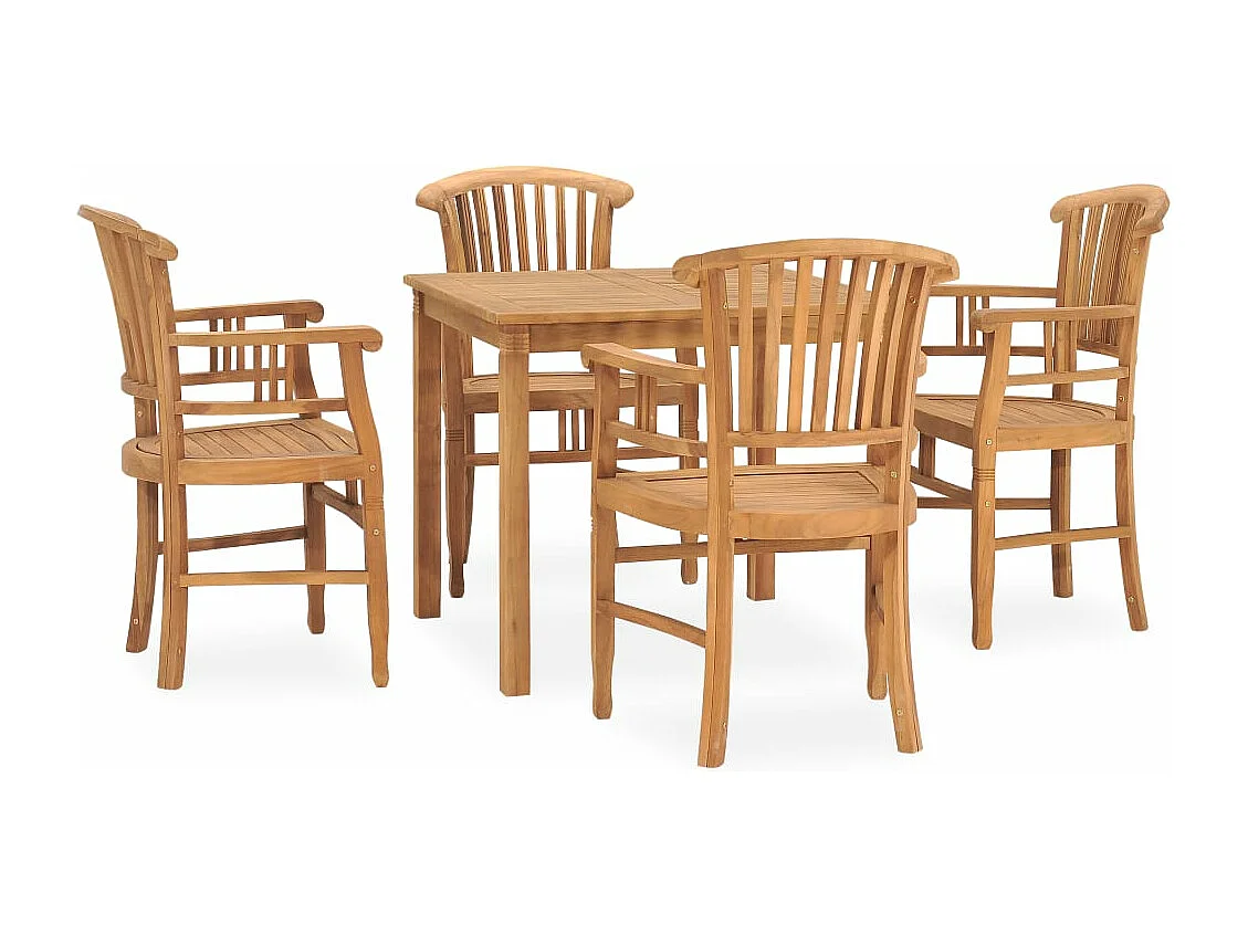Ensemble à manger de jardin 5 pcs bois de teck solide