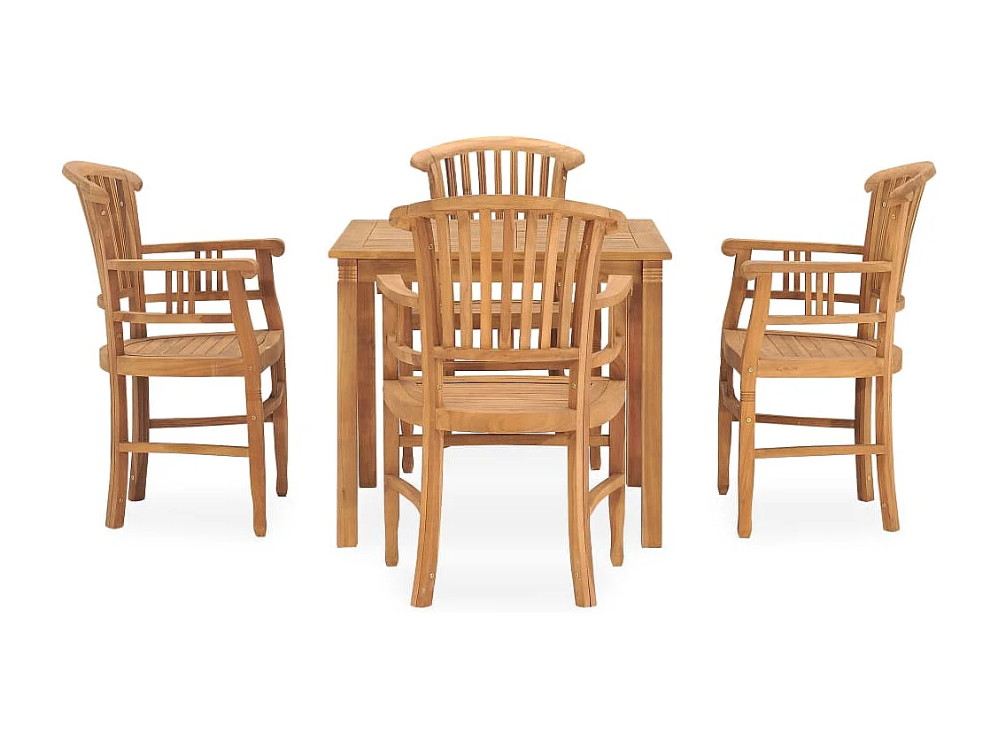 Ensemble à manger de jardin 5 pcs bois de teck solide