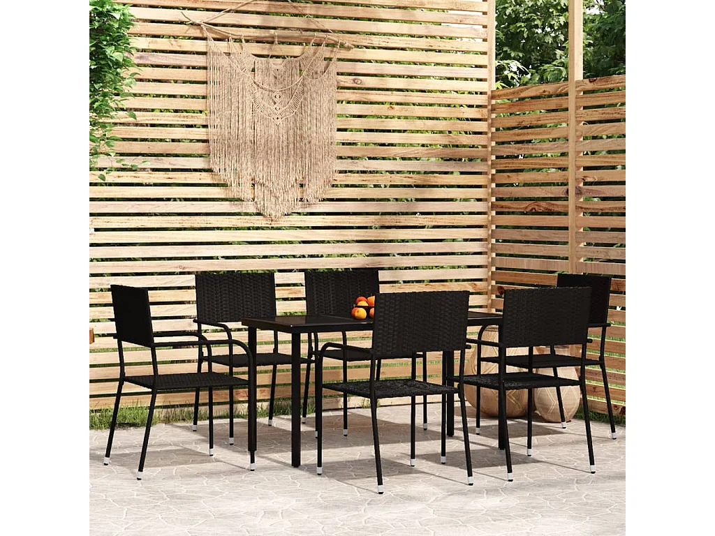 Ensemble à manger de jardin 7 pcs Noir