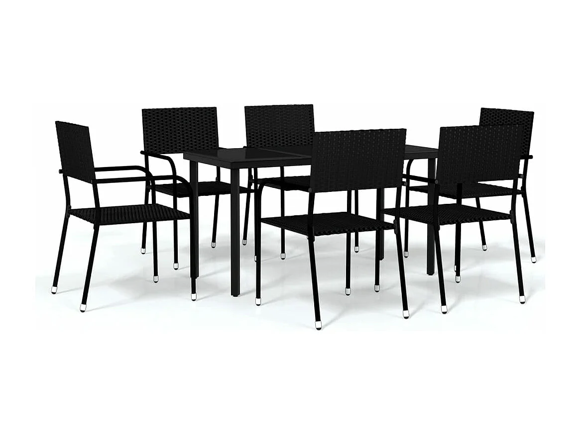 Ensemble à manger de jardin 7 pcs Noir
