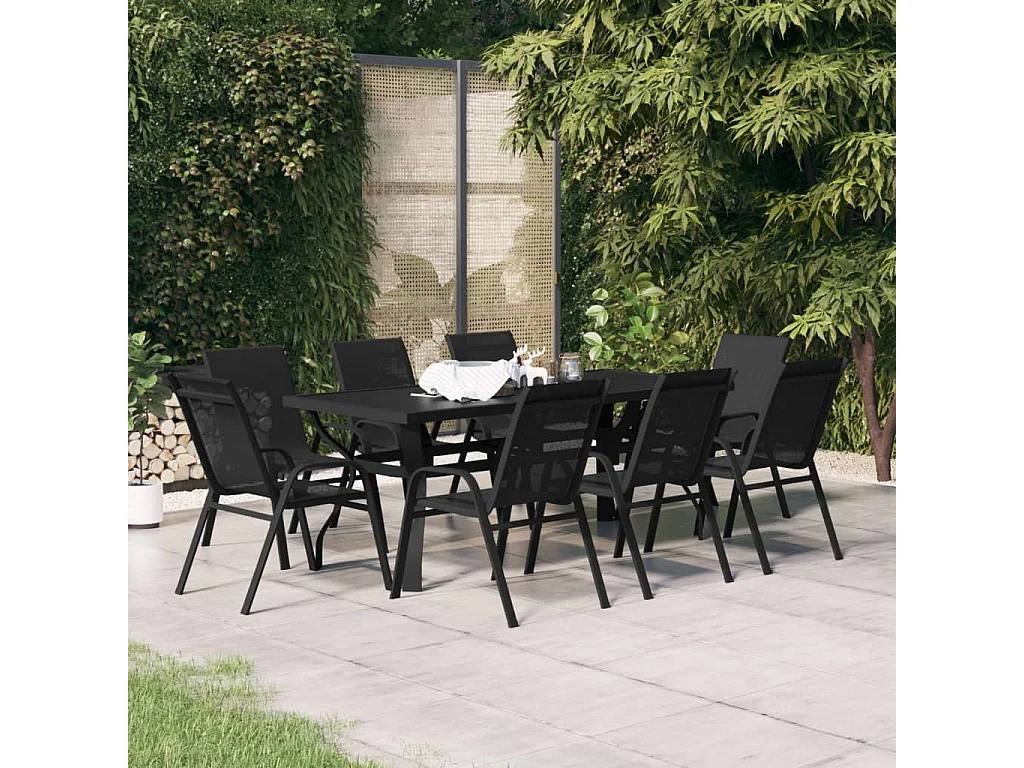 Ensemble à manger de jardin 9 pcs Noir