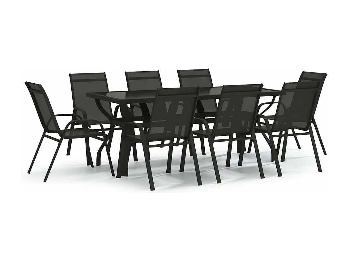 Ensemble à manger de jardin 9 pcs Noir