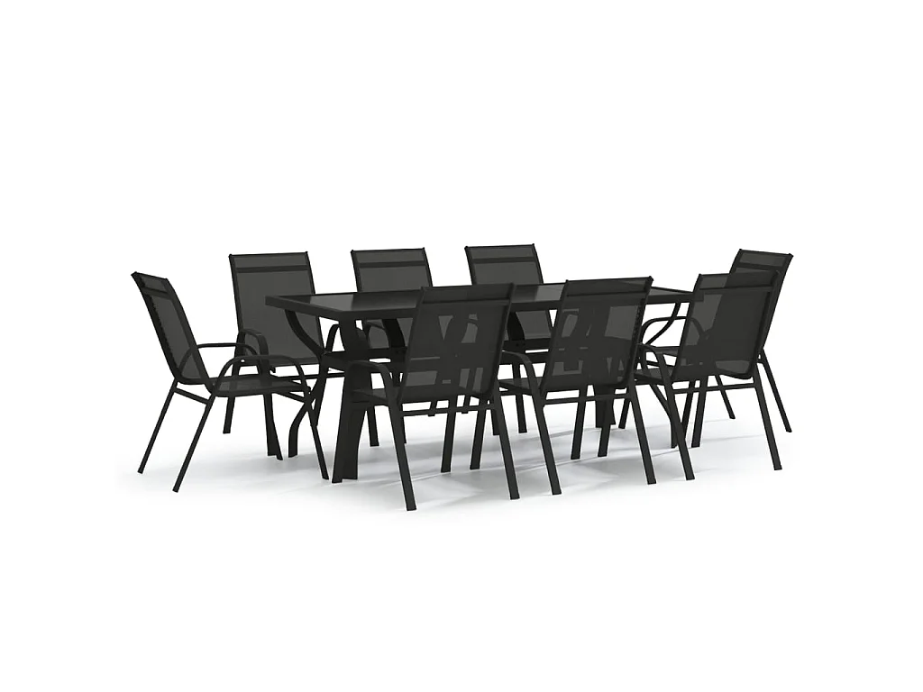 Ensemble à manger de jardin 9 pcs Noir