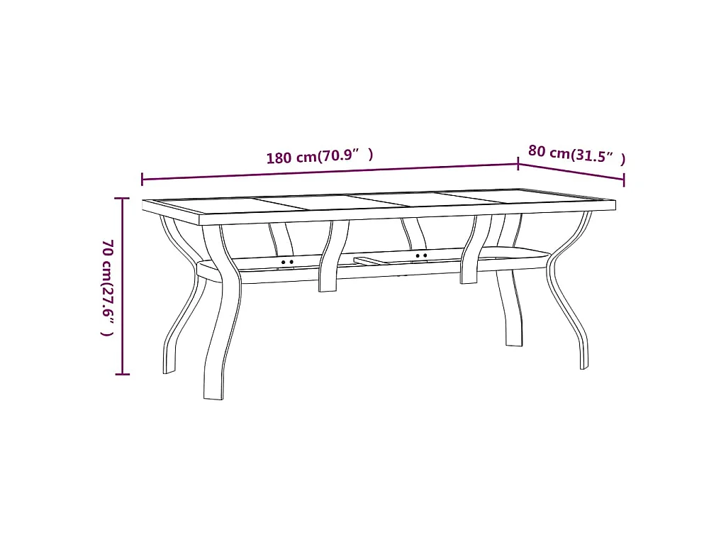 Set Mobili da Pranzo per Giardino 9 pz Nero