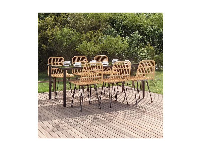 Ensemble à manger de jardin 7 pcs Résine tressée