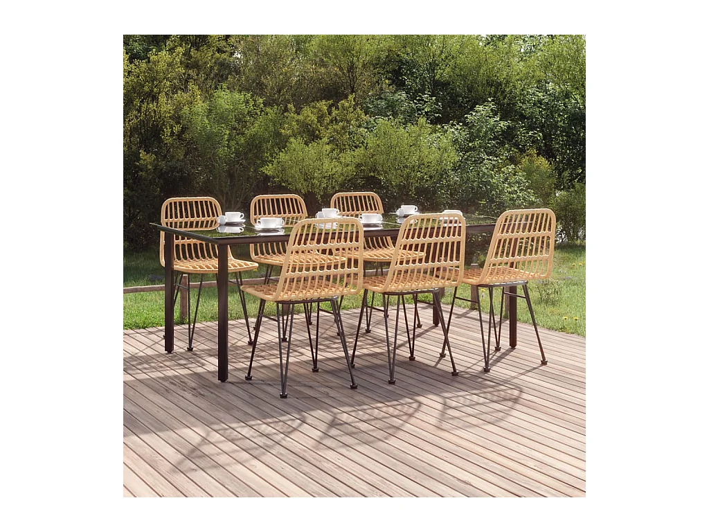 Ensemble à manger de jardin 7 pcs Résine tressée