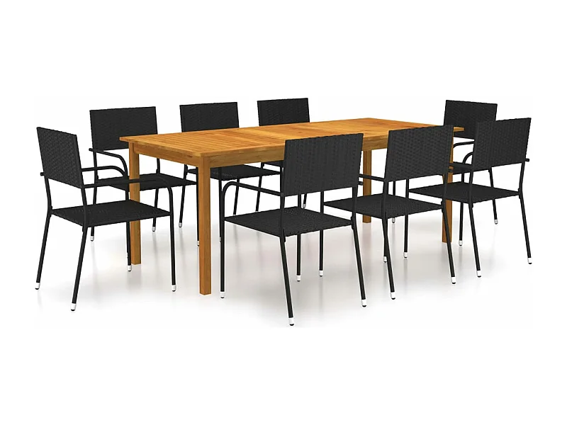 Ensemble à manger de jardin 9 pcs Noir