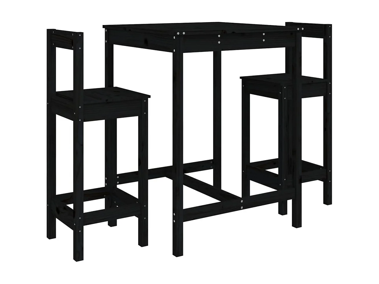 3 pcs conjunto de bar para jardim pinho maciço preto