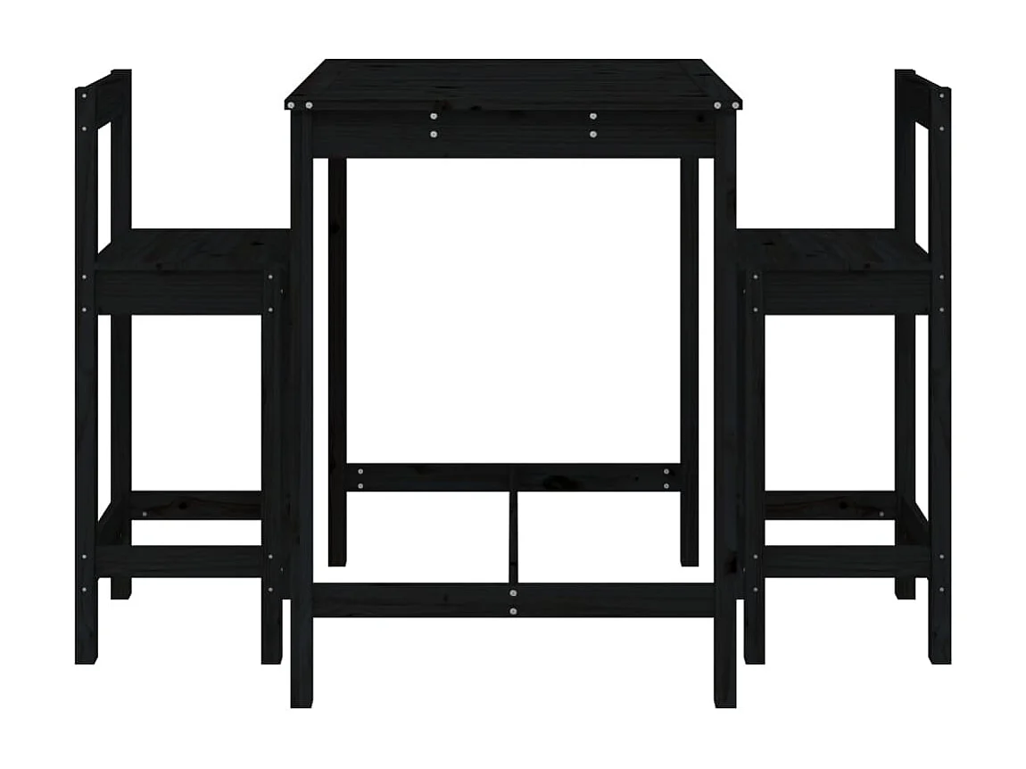 3 pcs conjunto de bar para jardim pinho maciço preto