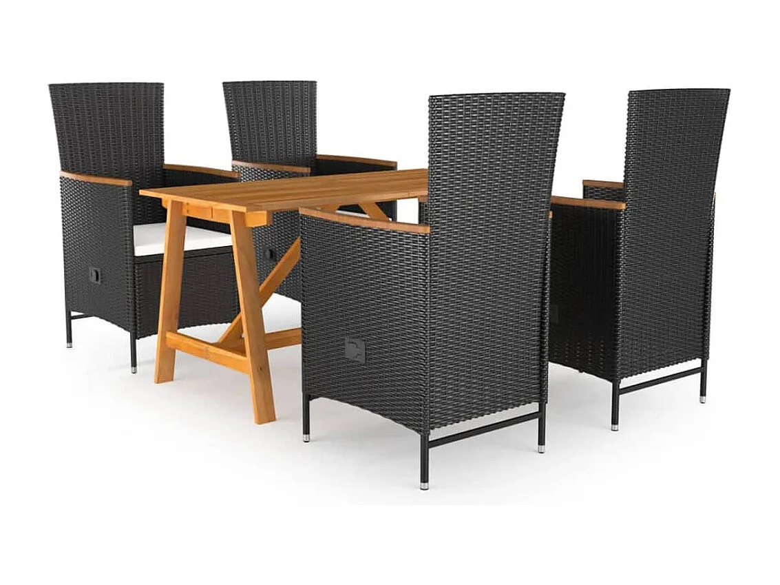 5 pcs conjunto de jantar para jardim preto