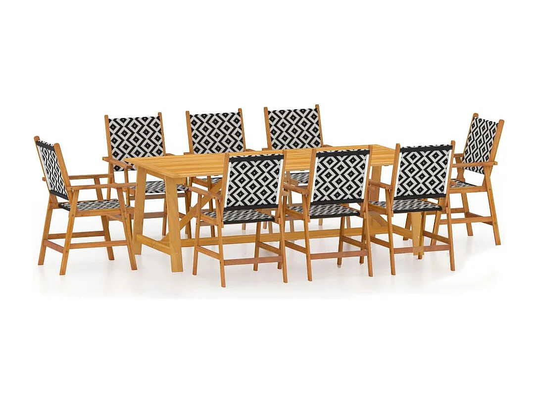 9 pcs conjunto de jantar para jardim madeira de acácia maciça