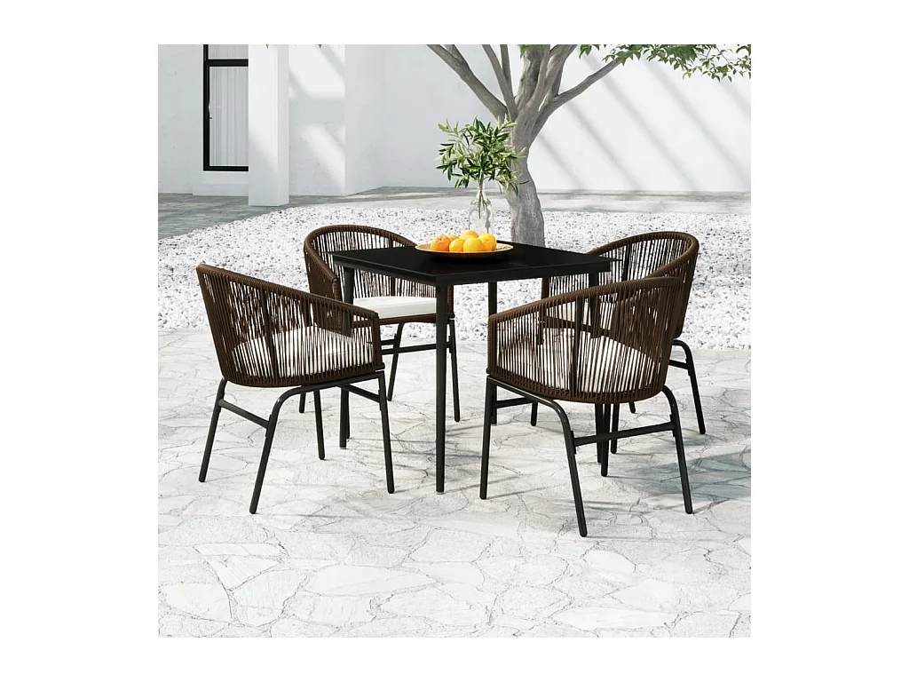 Ensemble à manger de jardin 5 pcs Marron