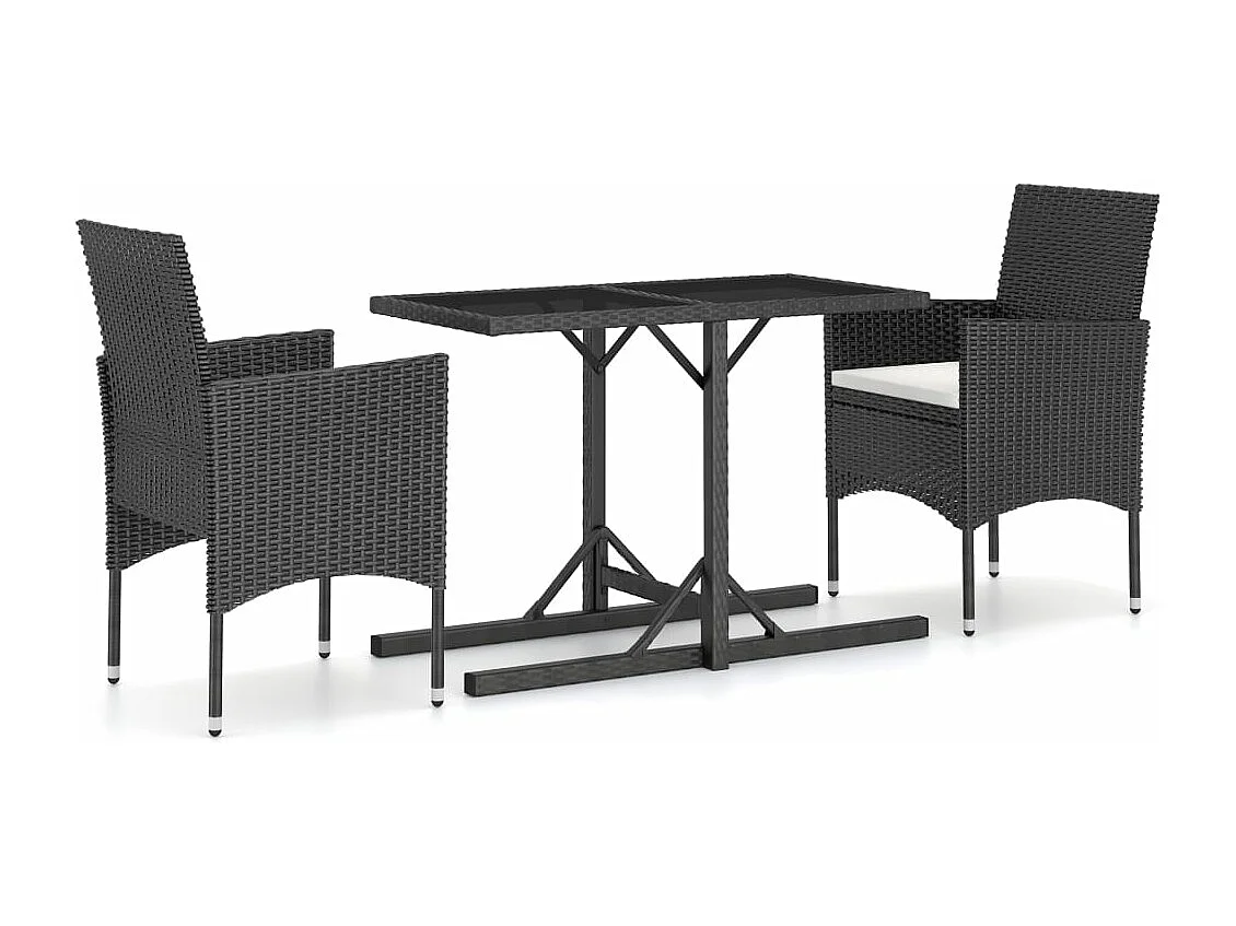 Ensemble à manger de jardin 3 pcs Noir