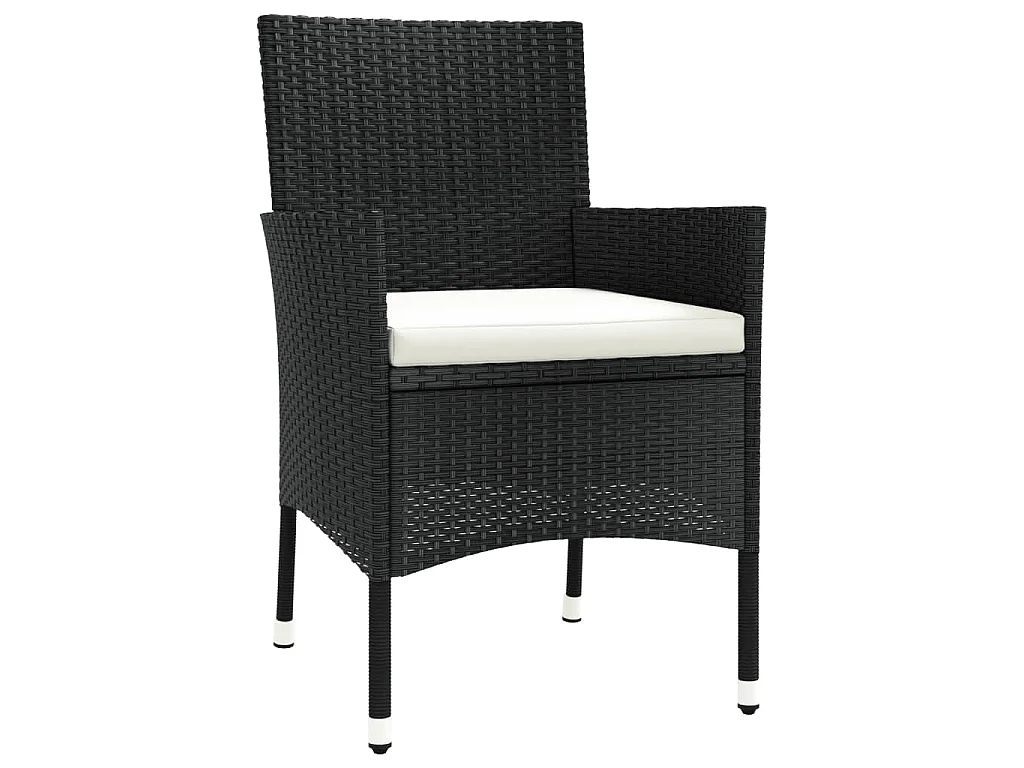 Set da Pranzo da Giardino 7 pz Nero con Cuscini in Polyrattan