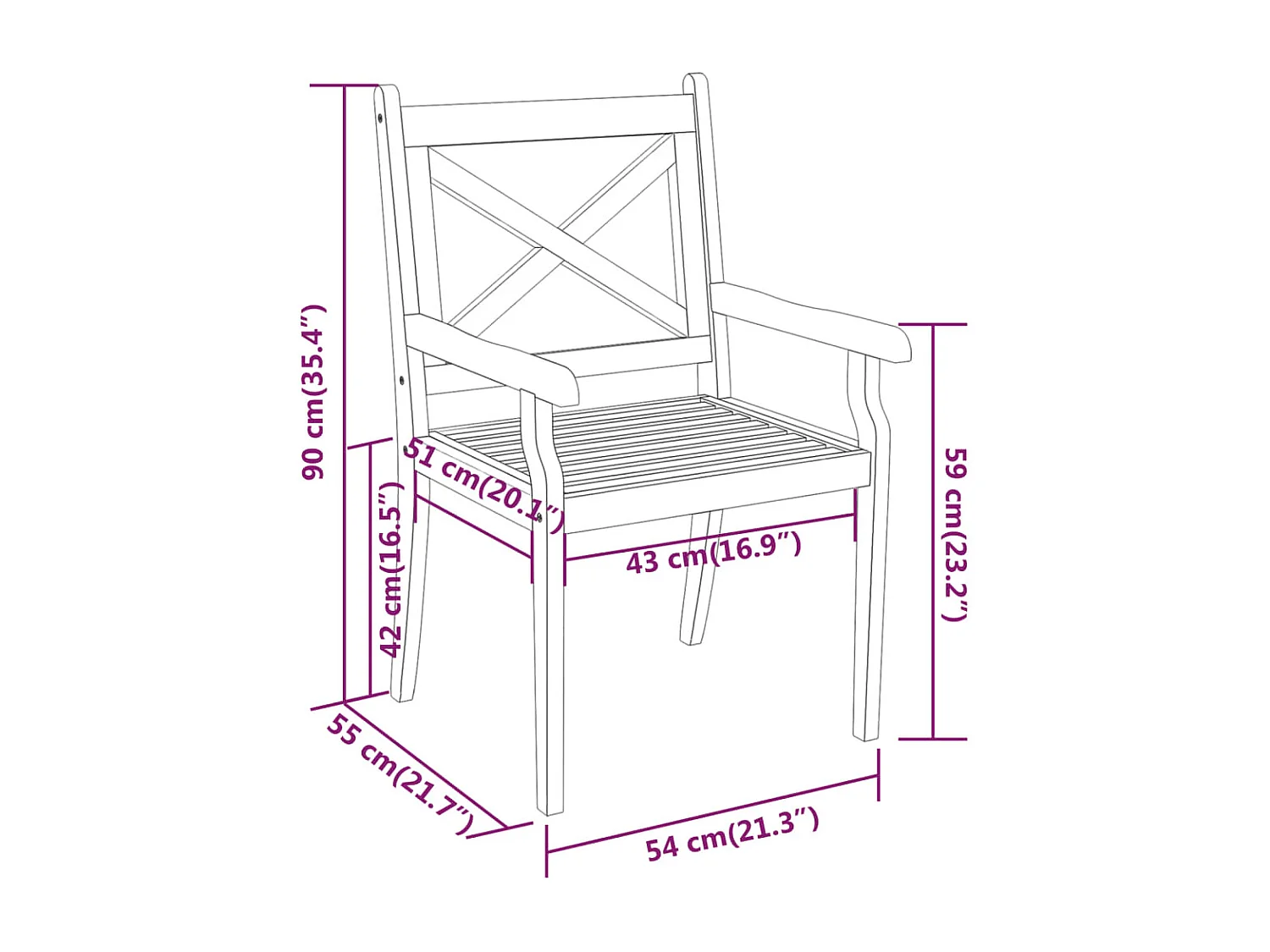 7-delige Tuinset massief acaciahout