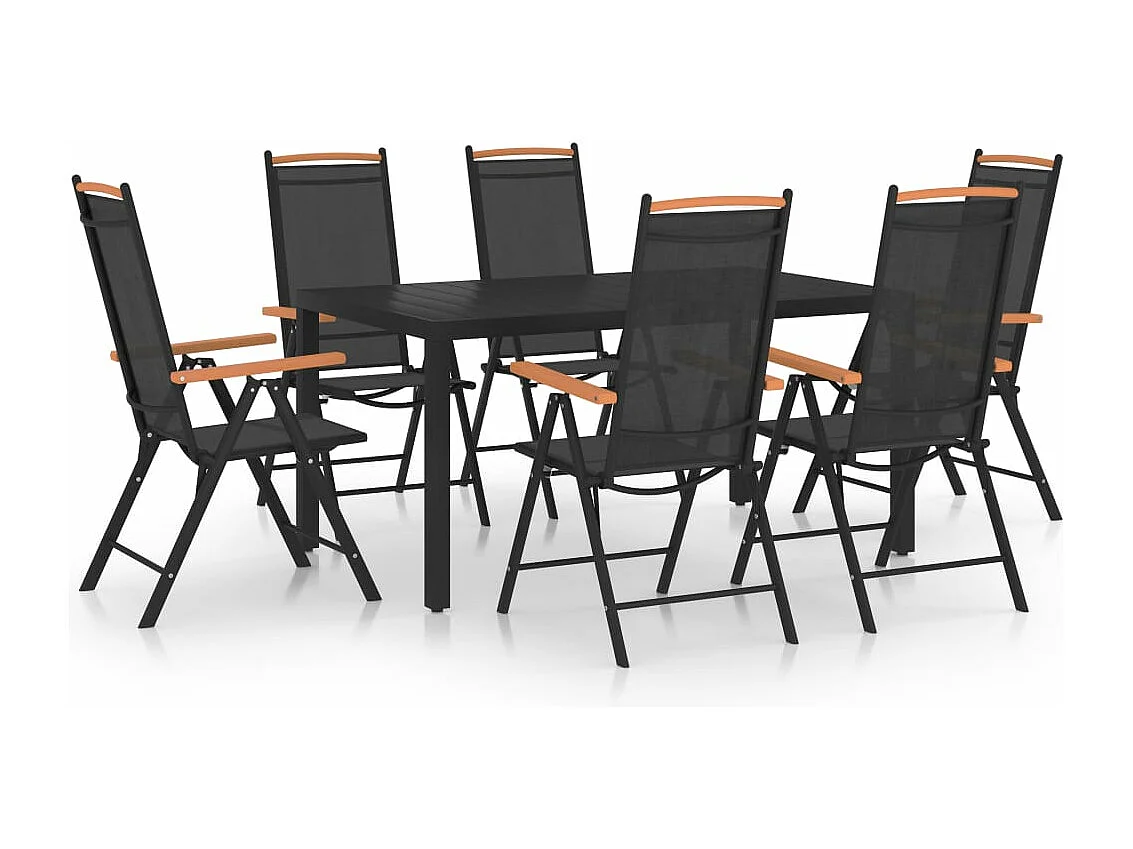 7-tlg. Garten-Essgruppe Aluminium Schwarz