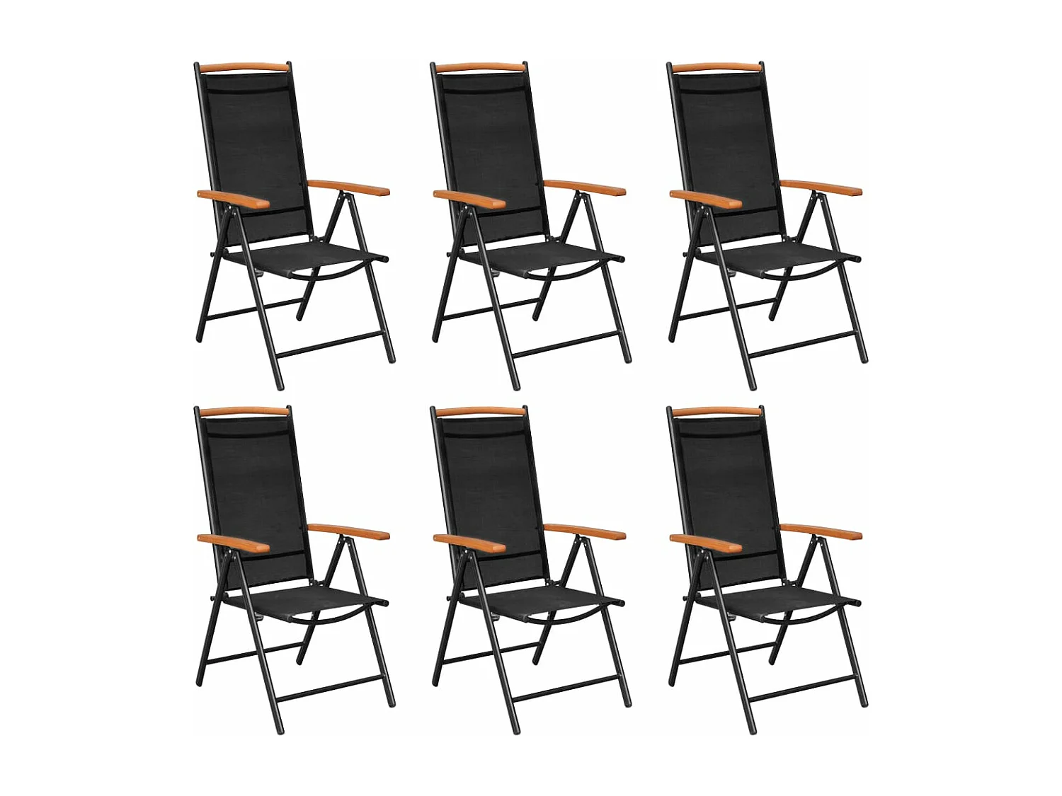 7-tlg. Garten-Essgruppe Aluminium Schwarz