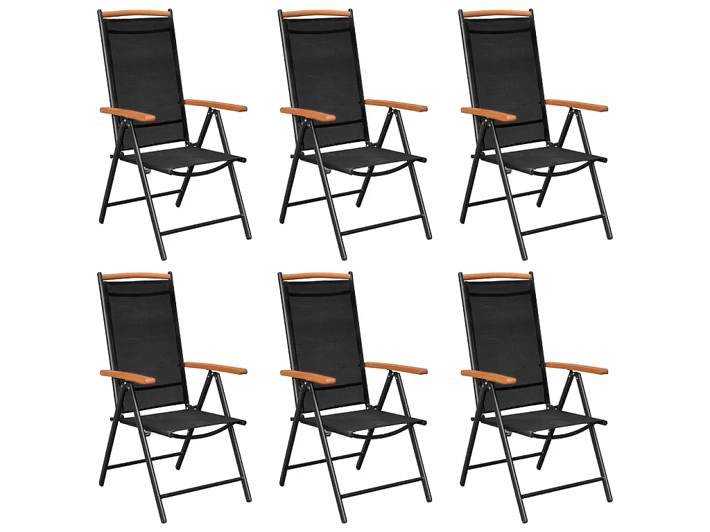 7-tlg. Garten-Essgruppe Aluminium Schwarz